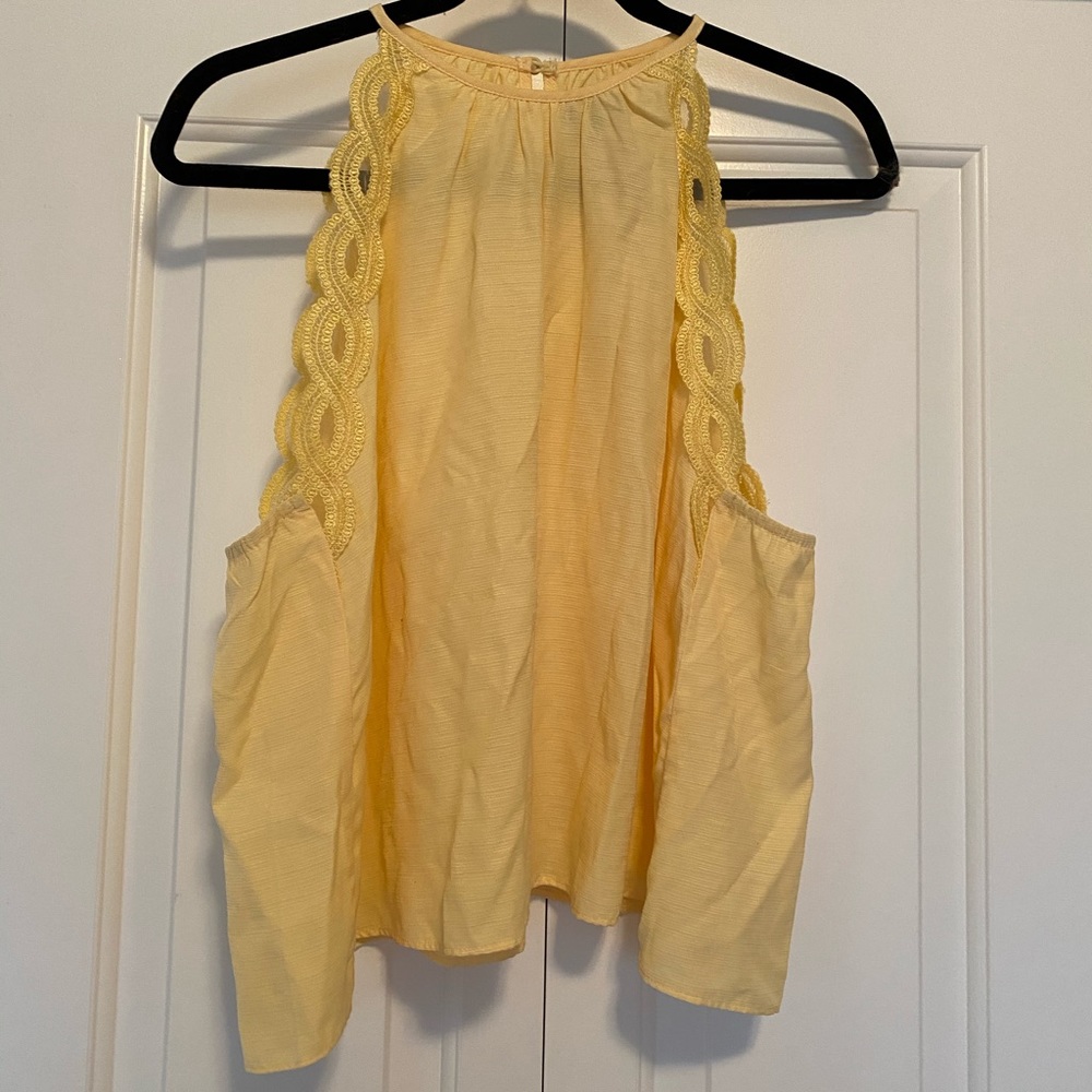 Kendall and Kylie Yellow Lace Halter Tank